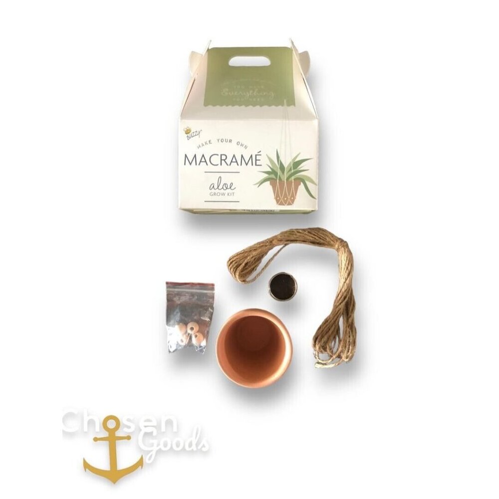 Buzzy Aloe Grow Kit  With Make Your Own Macrame - Brand New Hanging Planter Kit